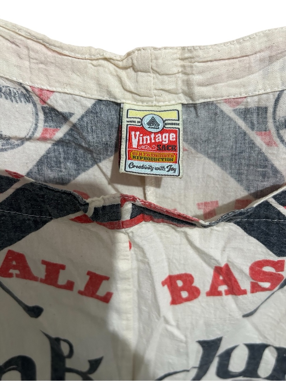 New Vintage Sack Overalls Junk Baseball Flour Feed Bag Jumpsuit Boho One Size - Picture 3 of 7